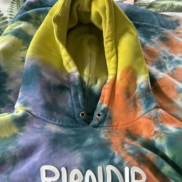 RIPNDIP Rubber Logo Tie Dye Hoodie Sweatshirt w Kangaroo Pocket Oversized Medium - Picture 12 of 13